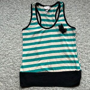 Sole Mio Striped Floral Embellished T Back Tank